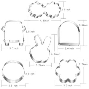 LUBTOSMN Large Groovy Cookie Cutter Set-6 Piece-VW Van, Peace Hand, Daisy, Floral Sunnies, Rainbow and Circle-Diswasher Safe-Cookie Cutters Shapes for Two Groovy One Birthday Party Decoratons