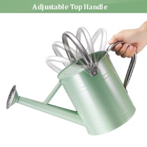 CherHome Watering Can for Outdoor Plants&Indoor Plants,Plant Watering Can 1 Gallon,Metal Flower Garden Watering Can Water Can Watering Pot,Galvanized Steel Watering Can Outdoor(Cream Green)