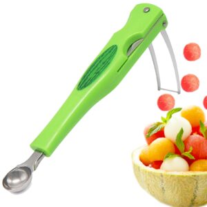 jayvar watermelon cutter slicer, 3 in 1 melon baller scoop set, fruit scooper knife for dig pulp separator, watermelon knife for ice cream melon kitchen gadget