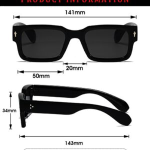 ZIMUSUN Square Frame Sunglasses for Women Men Trendy Chunky Rectangle Sun Glasses Black Shades(A1 Black/Grey)