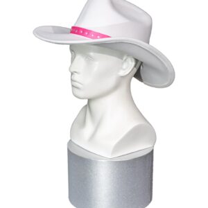 DAYONESHOP White Cowboy Hat Rhinestone Star Pink Cowgirl Hat Costume Accessories Party Favors Disco Women Men 2023