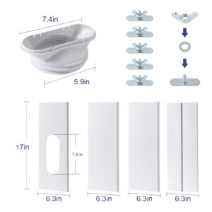 Portable Air Conditioner Window Vent Kit with 5.9” Exhaust Hose & Coupler, Upgraded Seamless AC Vent Kit, Adjustable Universal Window Seal Plates Kit for Sliding Window