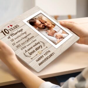 10 Year Anniversary Romantic Gifts for Him Her, 10th Anniversary Valentines Gifts for Wife Husband - 10th Anniversary Picture Frame Gifts for 4x6 Photos - Best Couple Gifts for 10th Wedding