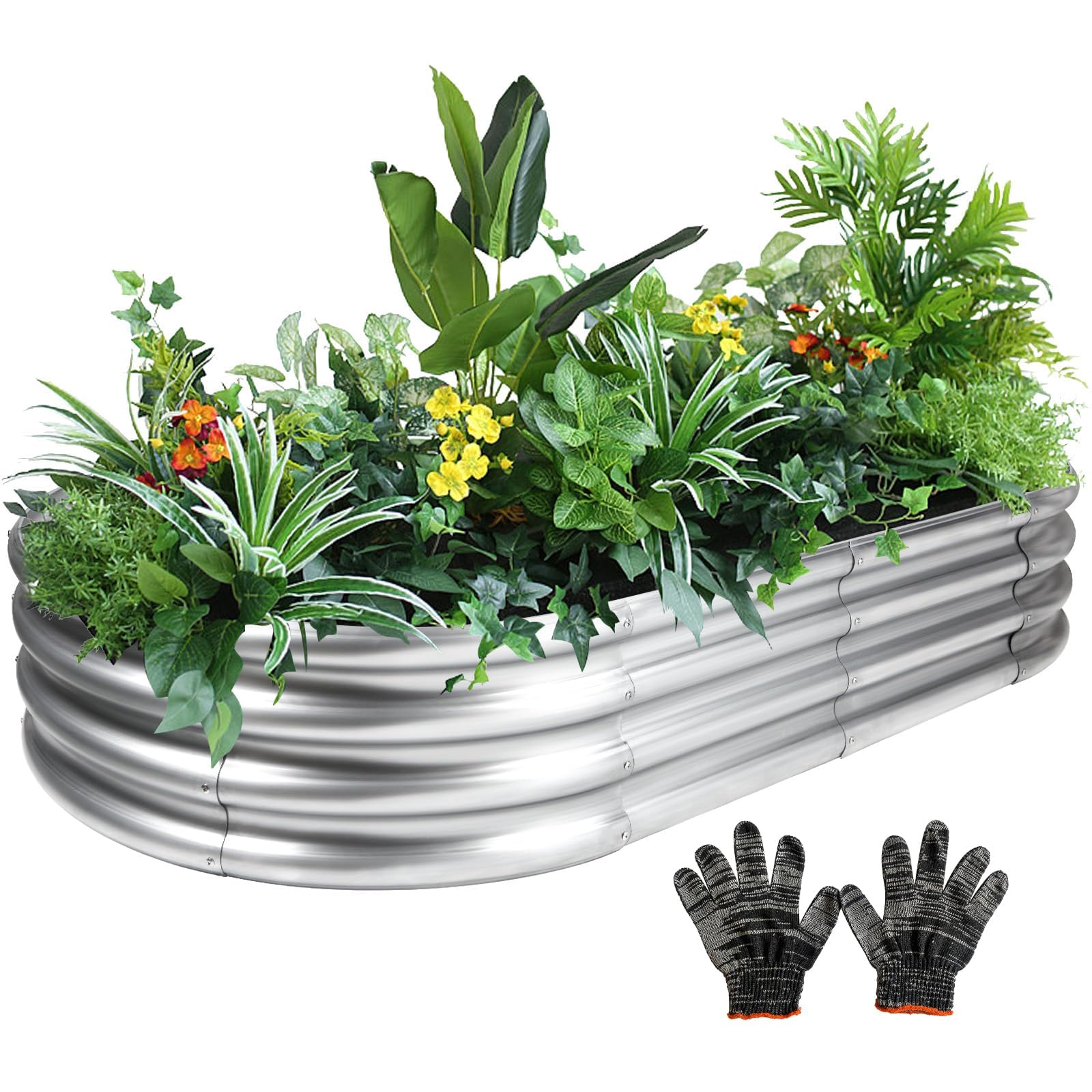 Gartist Galvanized Raised Garden Bed, 4x2x1 FT Thickening Raised Beds for Gardening, Oval Larger Space Planter Box for Outdoor for Herbs, Vegetables, Fruits