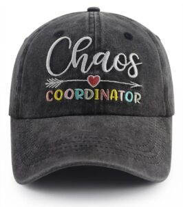 chaos coordinator gifts for women, thank you gifts hat, adjustable embroidered washed cotton boss lady baseball cap, birthday christmas appreciation gift for coworkers office manager teachers nurse