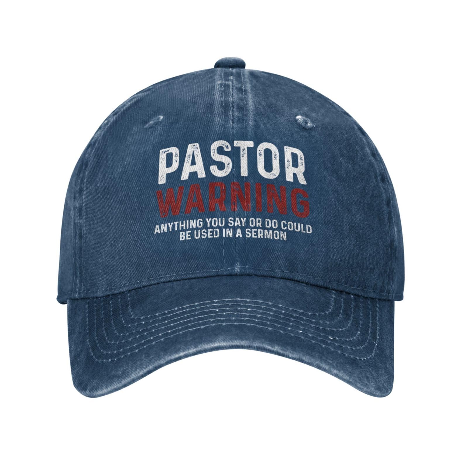 Beafoliya Funny Hat Pastor Warning Anything You Say Cap Men Baseball Hat Cool Hats Navy Blue