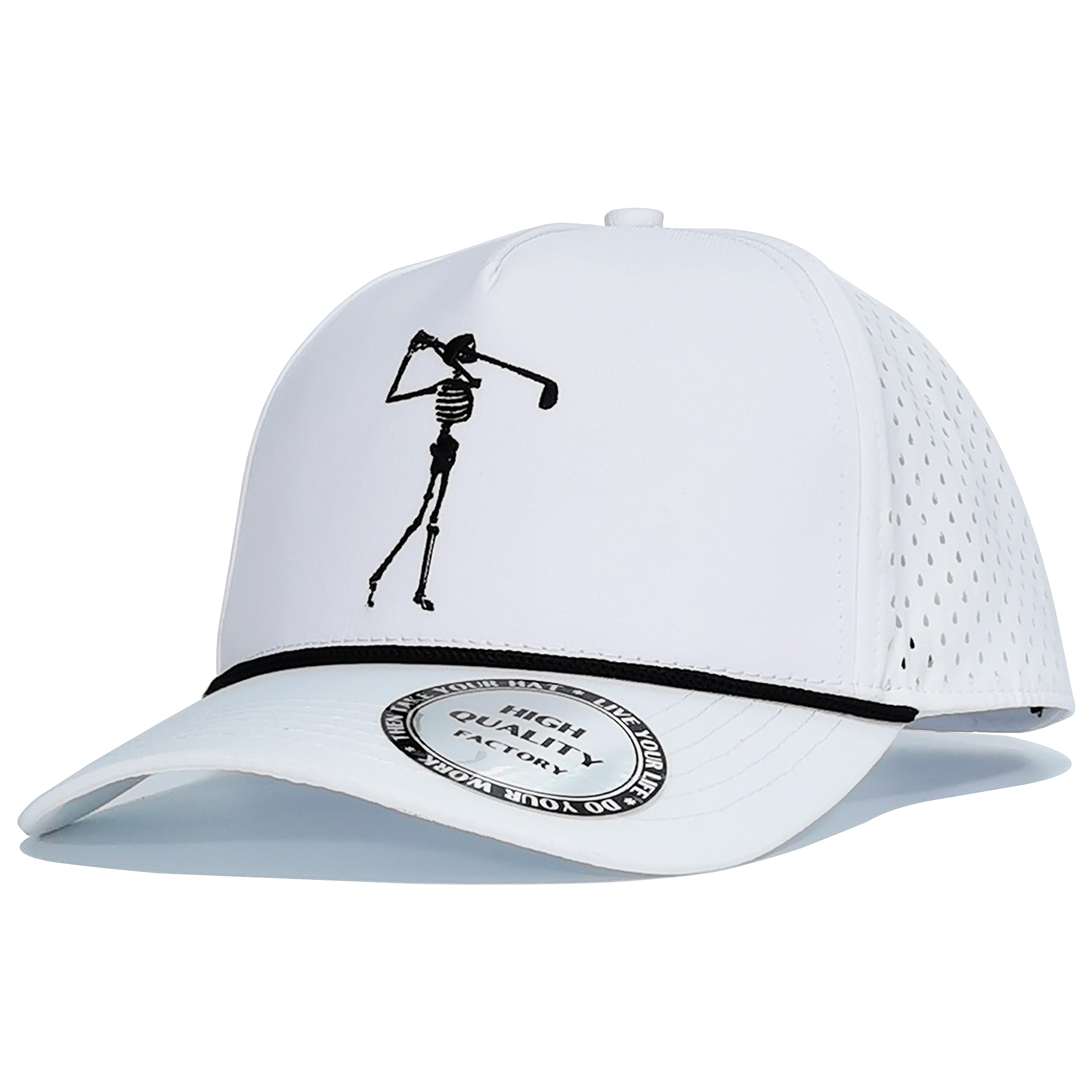 Funny Golf Hats for Men Women,Golf Gifts Skull Baseball Cap for Adults Humor,White 2