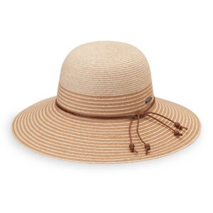 wallaroo hat company women’s petite marseille sun hat – upf 50+ sun protection, packable design and adjustable sizing for smaller crown sizes – sun hat for elegant outdoor events (white/beige/camel)