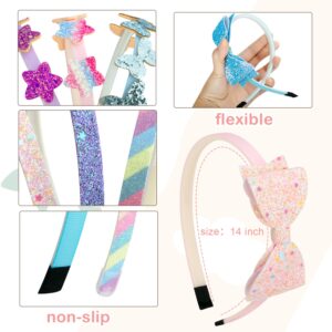 Deoot Headbands for Girls Glitter Flower Butterfly Bow Mermaid Headbands for Little Girls Toddler Hair Accessories