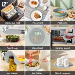 Foghut Multi-use Microwave Mat, 3 Pack Trivets, Hot Pad, Pot Holders, Place Mat, Utensils Rest, Silicone Cover Pad for Kitchen Counter (Non-Slip, Heat Resistant, Dishwasher Safe)