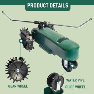 Hourleey Traveling Sprinkler, Heavy Duty Metal Variable Speed Control with Adjustable Arms Sprinkler, 360 Degree Automatic Rotary Sprinkler for Lawn Yard Garden