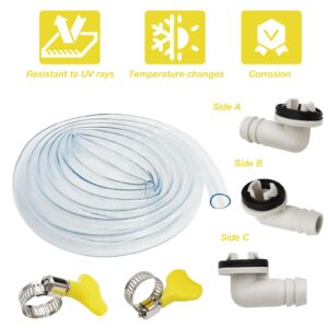 Air Conditioner Drain Kit, Portable Air Conditioner Window Kit for Universal Mini-Split AC Unit and Window Air Conditioning Unit, 10ft Drain Hose + 3/5 Inch AC Drain Hose Connector