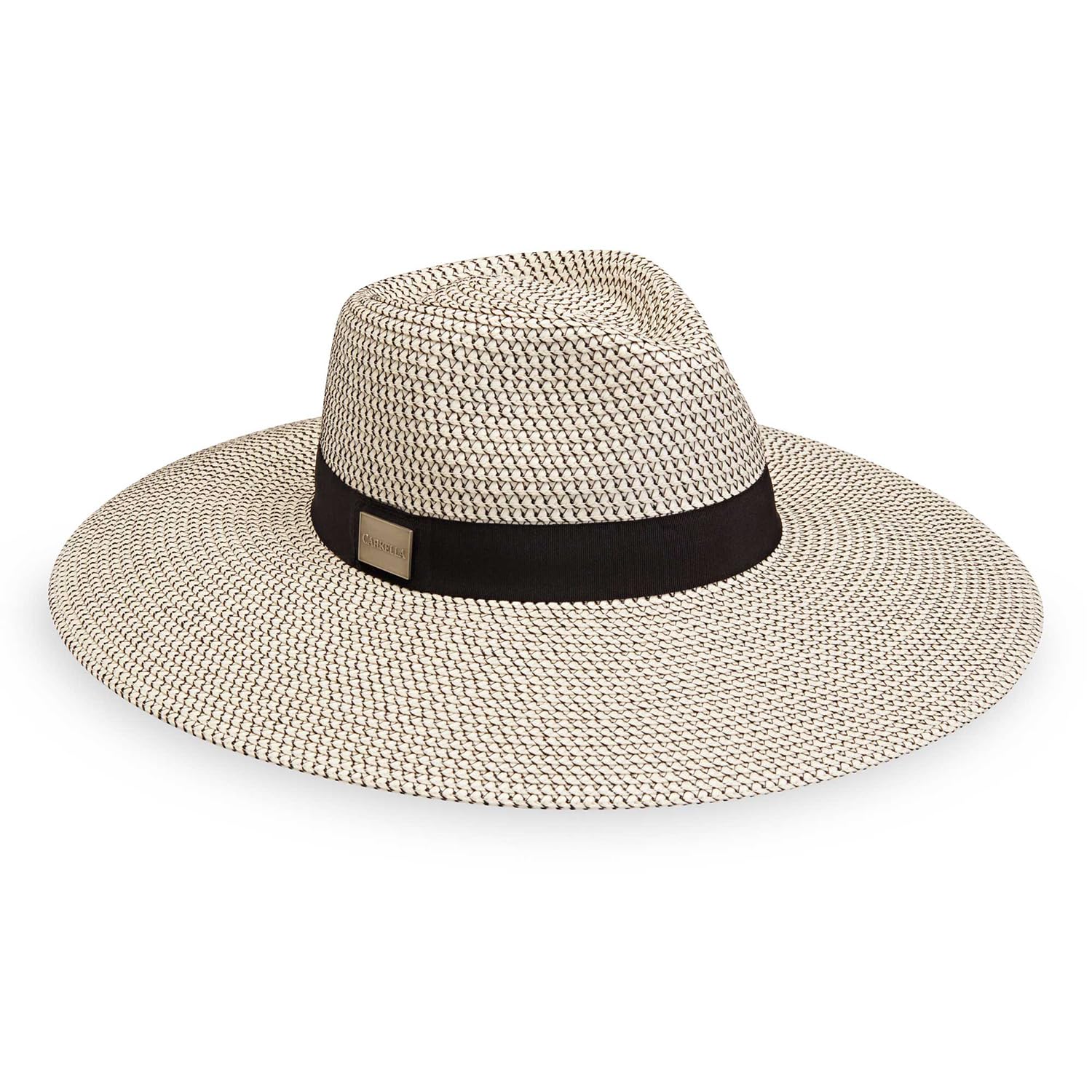 CARKELLA by Wallaroo Women’s Kerrigan Fedora – UPF 50+, Wide Brim, Packable Design, Adjustable Sizing for Medium Crown Sizes – Stylish Sun-Smart Hat for Golf, Resort and Travel (Ivory/Black)