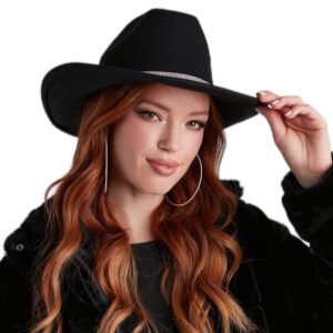 Glitter Silver Black Cowboy Hats for Women - Western Sparkly Rhinestone Cowgirl Hat for Ladies