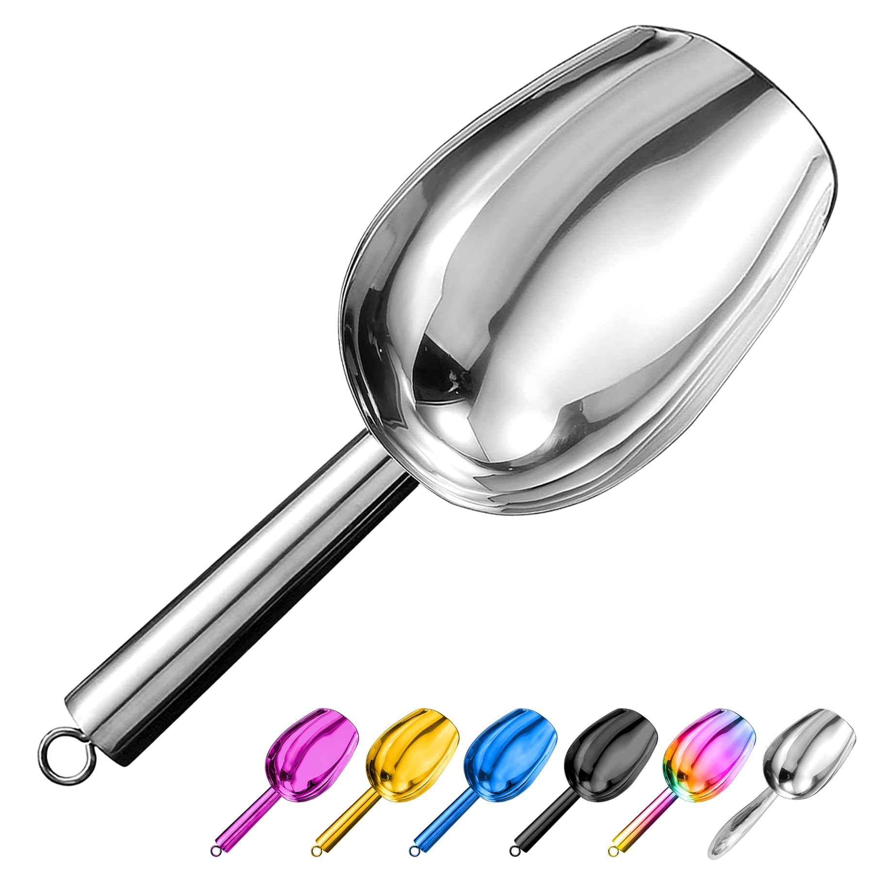 Metal Ice Scoop 3 Oz, Small Stainless Steel Ice scooper for Ice Maker Ice Bucket Kitchen Freezer Bar Party Wedding, Multipurpose for Coffee Bean,Flour Scoop,Dog Food Scoop (3 OZ-Silver)