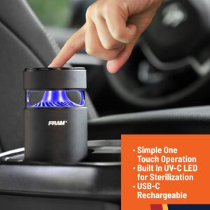 FRAM Portable Air Purifier H13 HEPA Filtration & UV-C LED Sterilization | Rechargeable Cordless Design for Home, Vehicles, Office, & Travel | Cleans Air of Dust, Smoke, & Other Contaminants | CAP30100