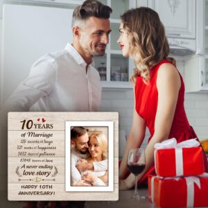 10 Year Anniversary Romantic Gifts for Him Her, 10th Anniversary Valentines Gifts for Wife Husband - 10th Anniversary Picture Frame Gifts for 4x6 Photos - Best Couple Gifts for 10th Wedding