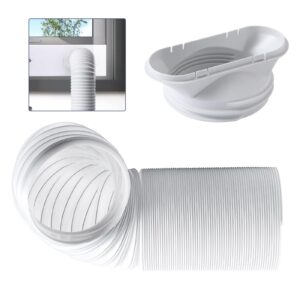 Portable Air Conditioner Window Vent Kit with 5.9” Exhaust Hose & Coupler, Upgraded Seamless AC Vent Kit, Adjustable Universal Window Seal Plates Kit for Sliding Window