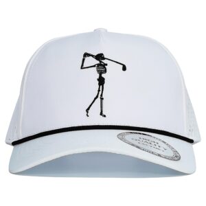 Funny Golf Hats for Men Women,Golf Gifts Skull Baseball Cap for Adults Humor,White 2