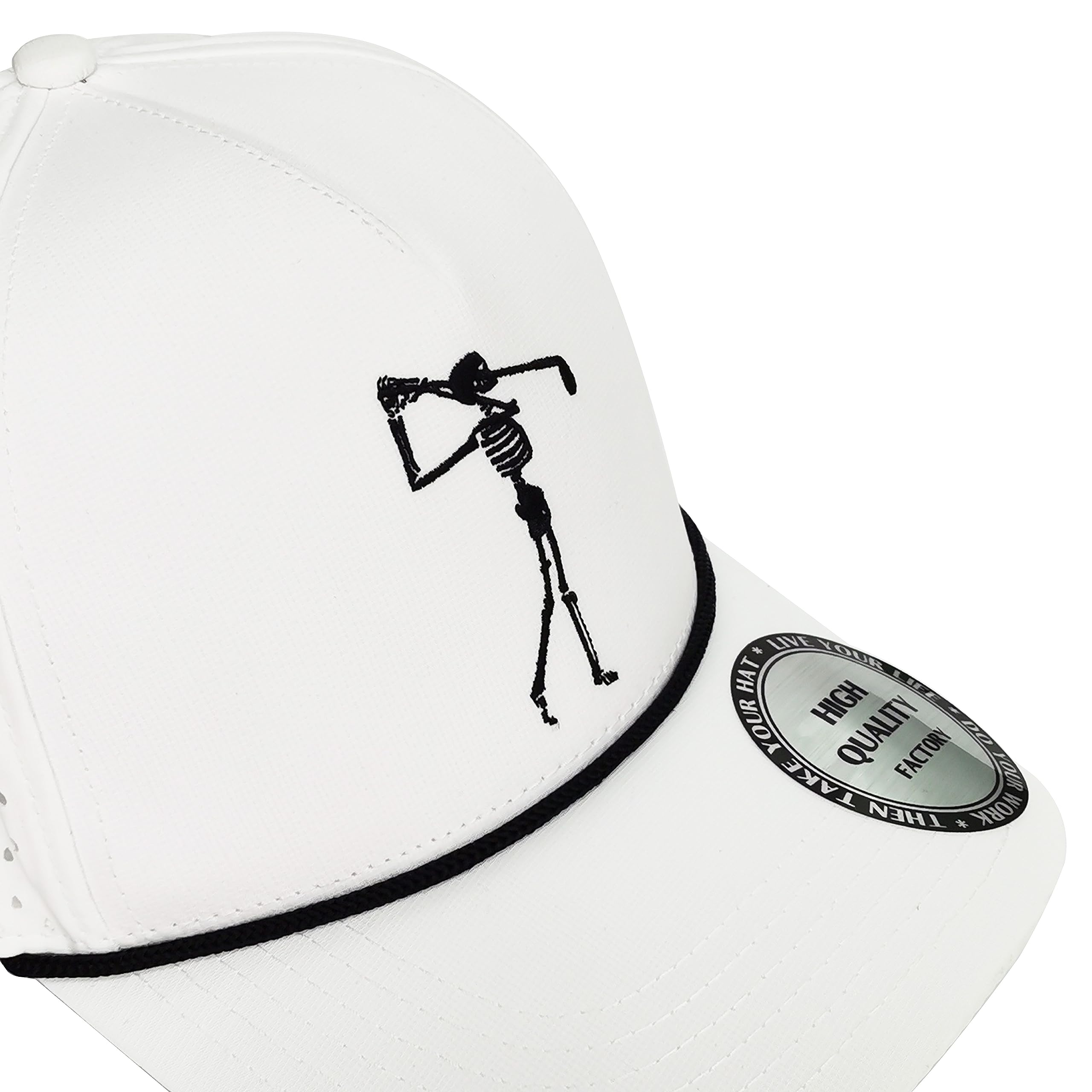 Funny Golf Hats for Men Women,Golf Gifts Skull Baseball Cap for Adults Humor,White 2