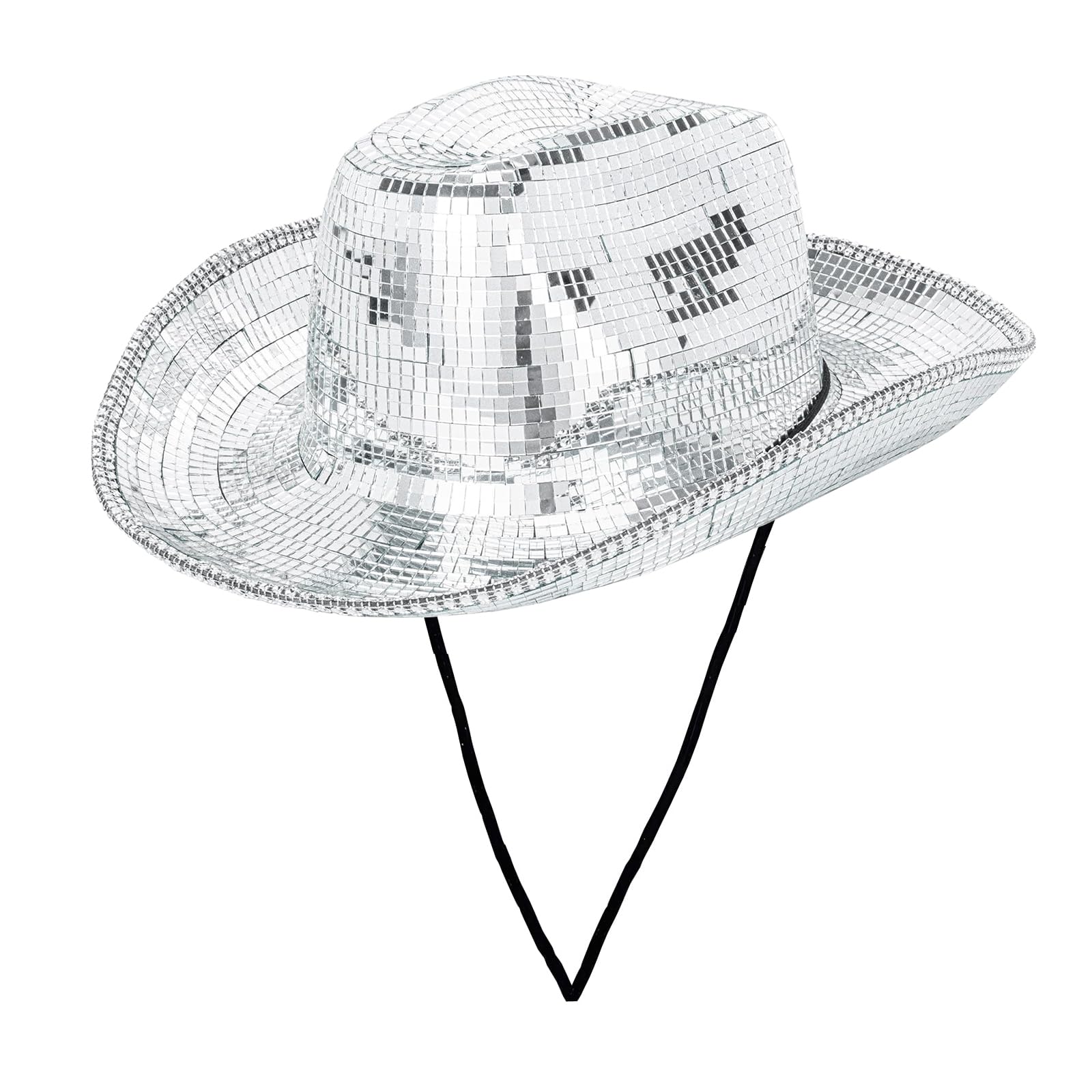 HKLCXYIG Disco Ball Cowboy Hat Women Men Western Sparkly Glitter Space Hat Silver Mirror Cowgirl Cap for Wedding Costume Cosplay Party