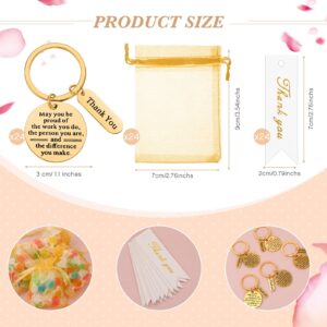 Yinkin 72 Pcs Employee Appreciation Gifts Bulk Thank You Gifts Organza Bags with Thank You Cards for Coworkers Staff Favors(Gold)