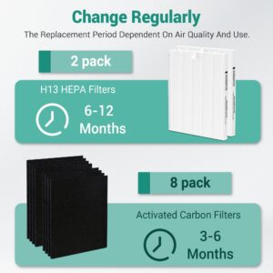 C545 Replacement Filter S for Winix C545 Air Purifier - Part# 1712-0096-00 and 2522-0058-00, 2 True HEPA(H13) Filter + 8 Activated Carbon Filters