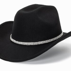 Glitter Silver Black Cowboy Hats for Women - Western Sparkly Rhinestone Cowgirl Hat for Ladies