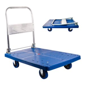 dawot 660lbs foldable platform truck dolly with swivel wheels, heavy duty moving platform hand truck, moving flatbed cart push cart platform dolly cart for groceries, warehouse(35.43" x 23.62")