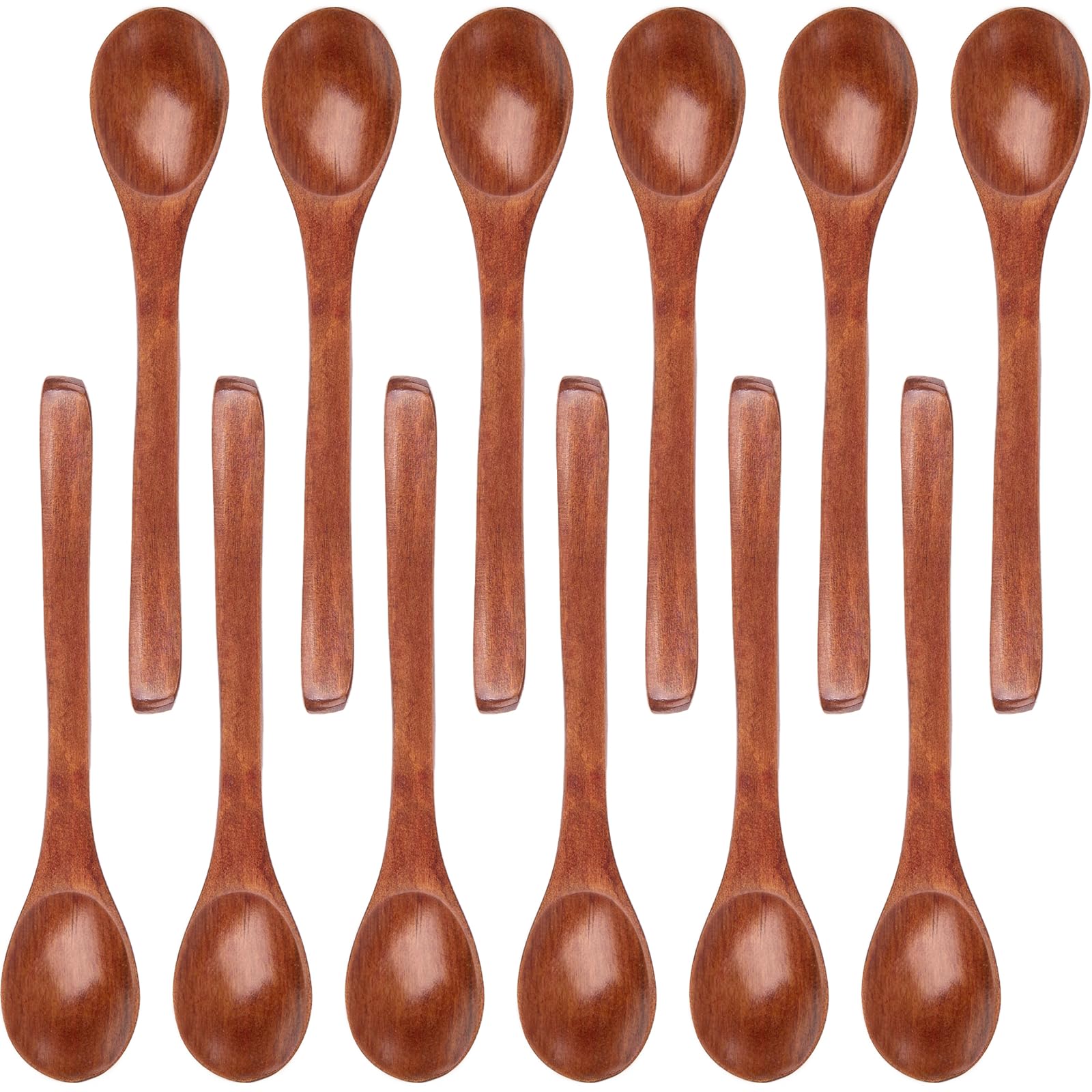 HAKSEN 12PCS Small Wooden Spoons, Mini Wooden Salt Spoons 5Inch Tasting Spoon Wooden Soup Spoon Serving Spoon for Coffee Tea Jam Bath Salts