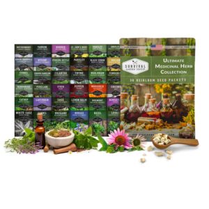 Ultimate Medicinal Herbs Collection - 36 Variety Pack of Herb Seeds for Growing Essential Healing Plants - Mixed Assortment for Homesteaders - Non-GMO Heirloom Varieties - Survival Garden Seeds