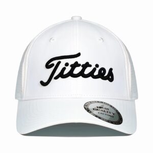 Funny Tittiess Golf Hats Trucker for Men Women,Titties Golf Gifts Baseball Cap for Adults Humor,White 7