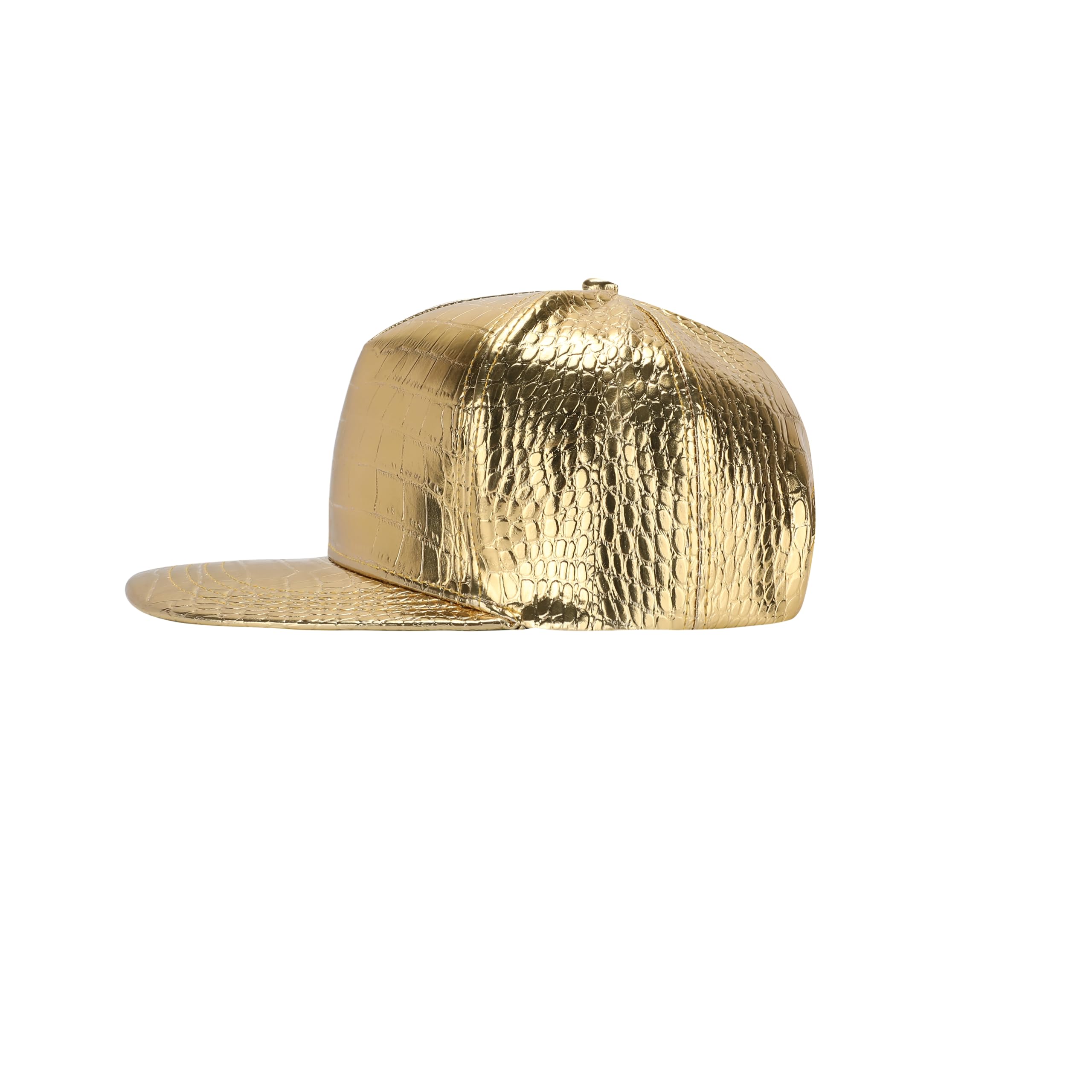 2Pack Hip Hop Gold Hat Rock Flat Brim Bill Hats Adjustable Funny Snapback Hat for Men and Women