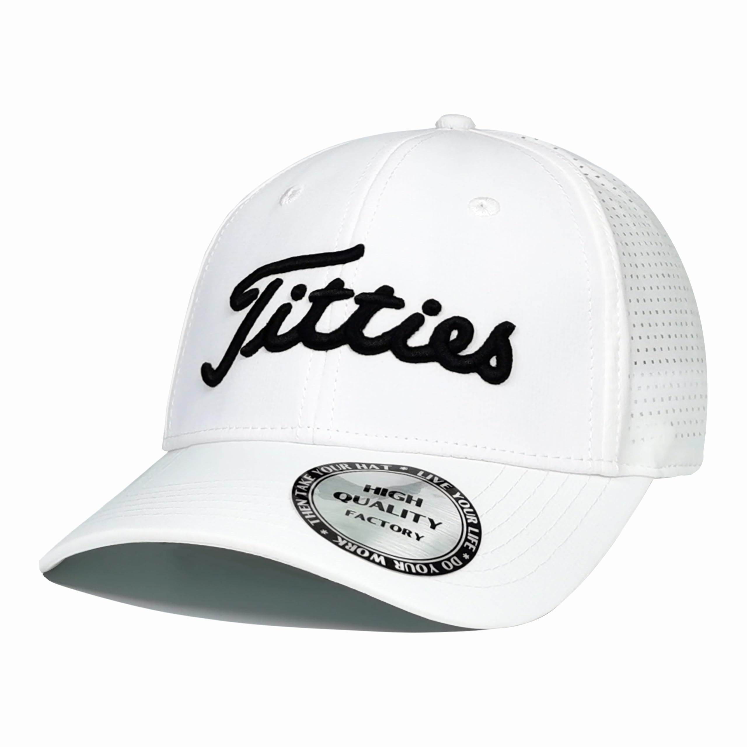 Tittiess Golf Hats for Men Women,Funny Titties Golf Gifts Baseball Cap for Adults Humor,White 5