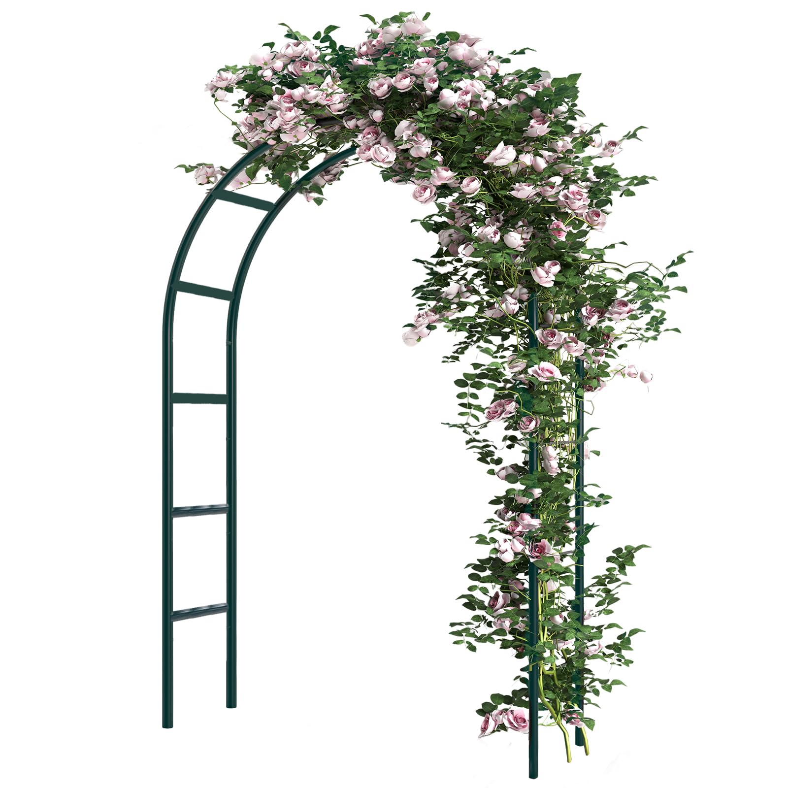 RUBFAC Metal Garden Arch, Wedding & Event Decoration, Garden Trellis for Climbing Plants, Assemble Freely 2 Sizes for Various Climbing Plant Roses Vines Bridal Party Decoration, Army Green, 1 Pack