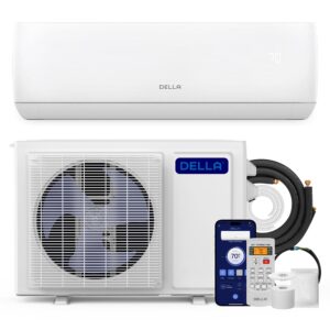 della motto series 12000 btu wifi enabled mini split 20 seer2 cools up to 550 sq.ft, 110-120v, works with alexa, air conditioner & heater with 1 ton pre-charged heat pump (r32 refrigerant)