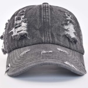 TSSGBL Fashion Cute Distressed Denim Cotton Baseball Cap Vintage Washed Dad Hat Adjustable Plain Low Profile Headwear Jean Ball Caps for Women Men Black