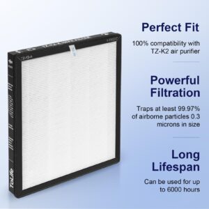 ToLife TZ-K2 Air Purifier Replacement Filter, 3-in-1 HEPA High-Efficiency Activated Carbon Filter, TZ-K2-A, 2 Pack