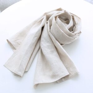 Amazhiyu Pure Linen Scarf for Women Lightweight Fashion Long Scarves Solid Color Flax, 68’’x15’’(L x W)