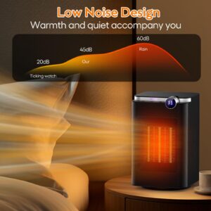 Elevoke Space Heater, Space Heaters for Indoor Use, 1500W PTC Electric Heaters with 90°Oscillating, 3 Modes, 12H Timer, Overheat Protection, Fast Heating Safe Small Heater Fan for Home Office Bedroom