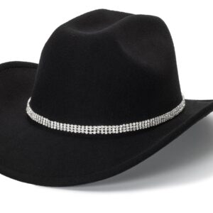 FGSS Classic Felt-Western-Cowboy-Cowgirl-Hats for Women-Men Fedora-Jazz-Hat with Band(Lagre)