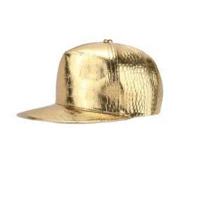 2Pack Hip Hop Gold Hat Rock Flat Brim Bill Hats Adjustable Funny Snapback Hat for Men and Women