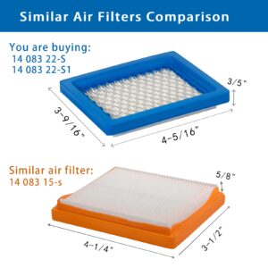 DemJamr 2 Pack XT675 Air Filter, Replace for Kohler 1408322s 1408322-s 1408322s1 1408322-s1, Compatible with Specific Kohler XT650 XT675 XTX650 XTX675 Lawn Mower Engine