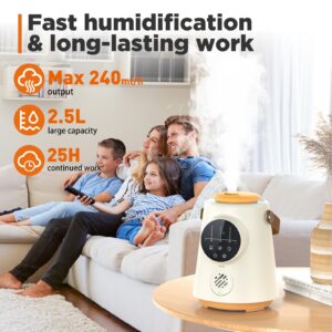 OJEPPA Humidifiers for Bedroom, 2.5L Ultrasonic Cool Mist Humidifiers for Baby Home Office Nursery & Plants, Top Fill Air Humidifier, Super Silent Sleep Mode，Auto Shut-Off (Smart Humidity Setting)