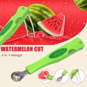 JAYVAR Watermelon Cutter Slicer, 3 in 1 Melon Baller Scoop Set, Fruit Scooper Knife for Dig Pulp Separator, Watermelon Knife for Ice Cream Melon Kitchen Gadget