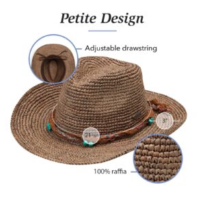 Wallaroo Hat Company Women’s Petite Catalina Cowboy – Natural Fiber, Adjustable Sizing for Smaller Crown Sizes – Trendy Chic Sun Hat for Casual All-Season Looks and Everyday Sun Protection (Mushroom)