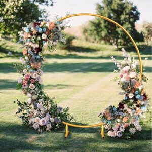 Round Backdrop Stand 6.6ft - Stable Gold Circle Balloon Arch Stand Metal Arch Backdrop Stand for Wedding Birthday Party Baby Shower Decoration