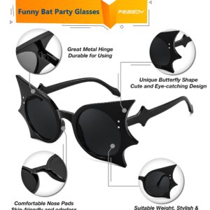 FEISEDY Women Men Funny Sunglasses, Butterfly Shaped Bat Shades for Halloween and Party B4142