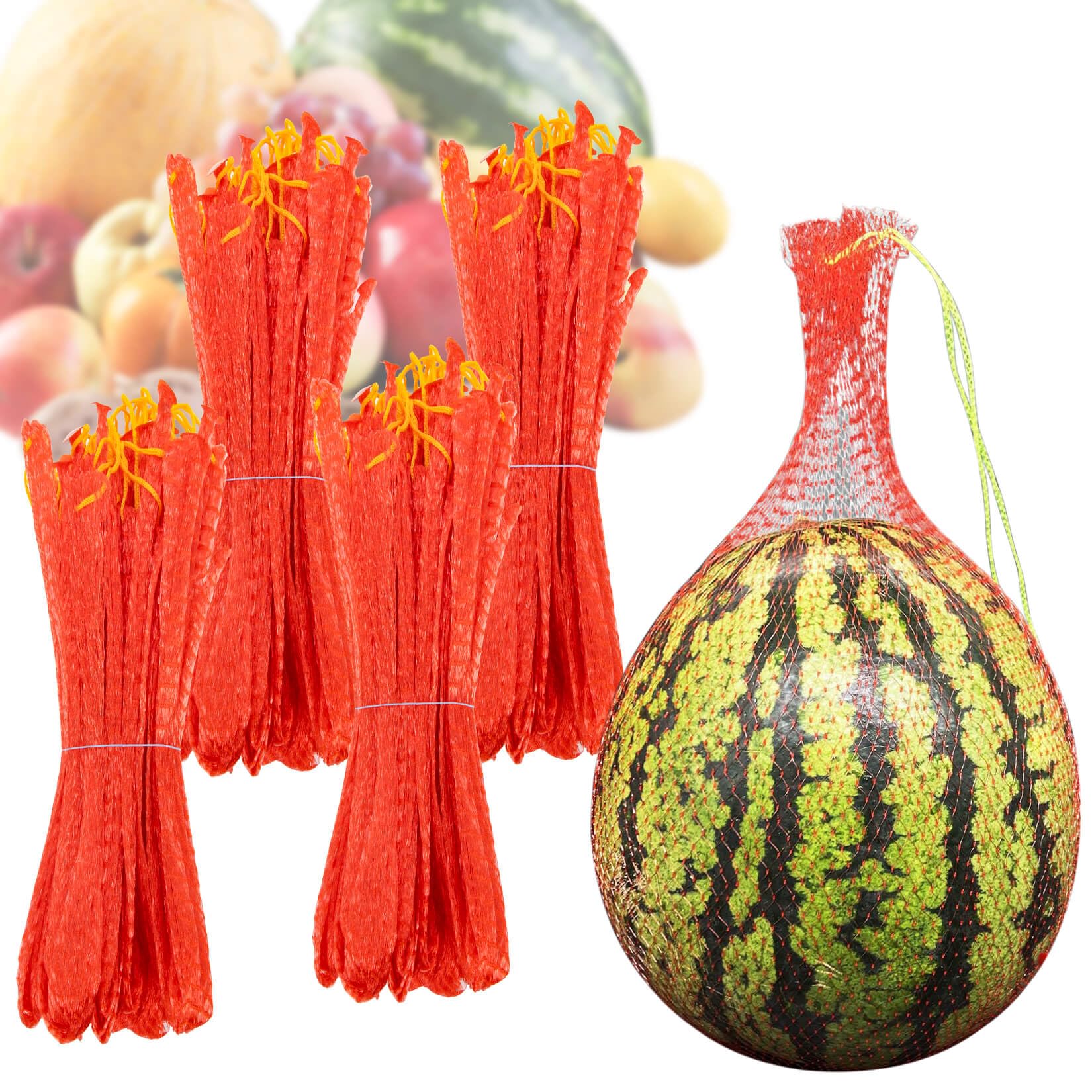 MAQIHAN 40pcs Melon Nets Melon Hammock - Watermelon Nets Melon Holder Watermelon Support Melon Cradle Watermelon Bags Melon Hammock for Trellis Melon Cradle for Garden(17.7inch,Red