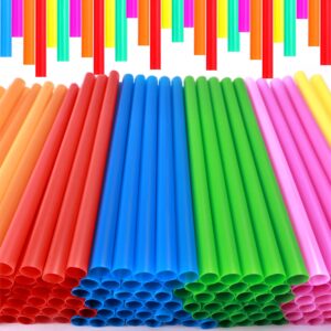 jumbo smoothie straws, colorful disposable wide-mouthed large straw (100 count)